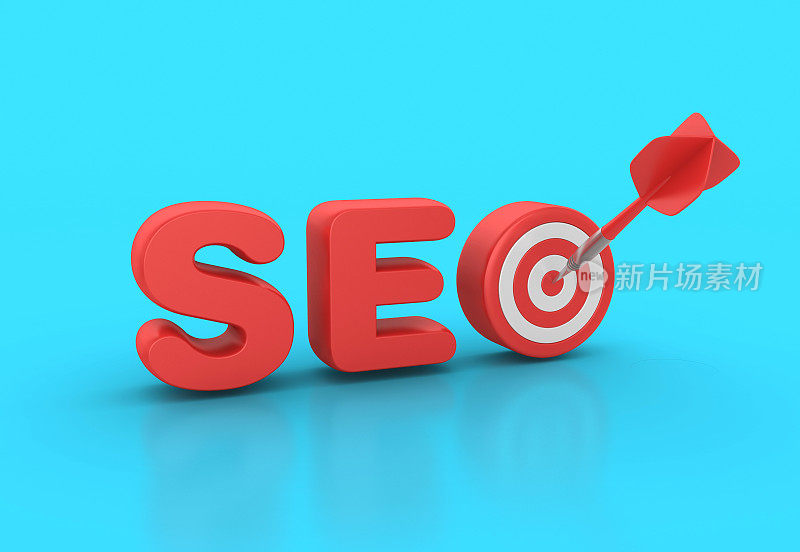 SEO 3D Word与目标和镖